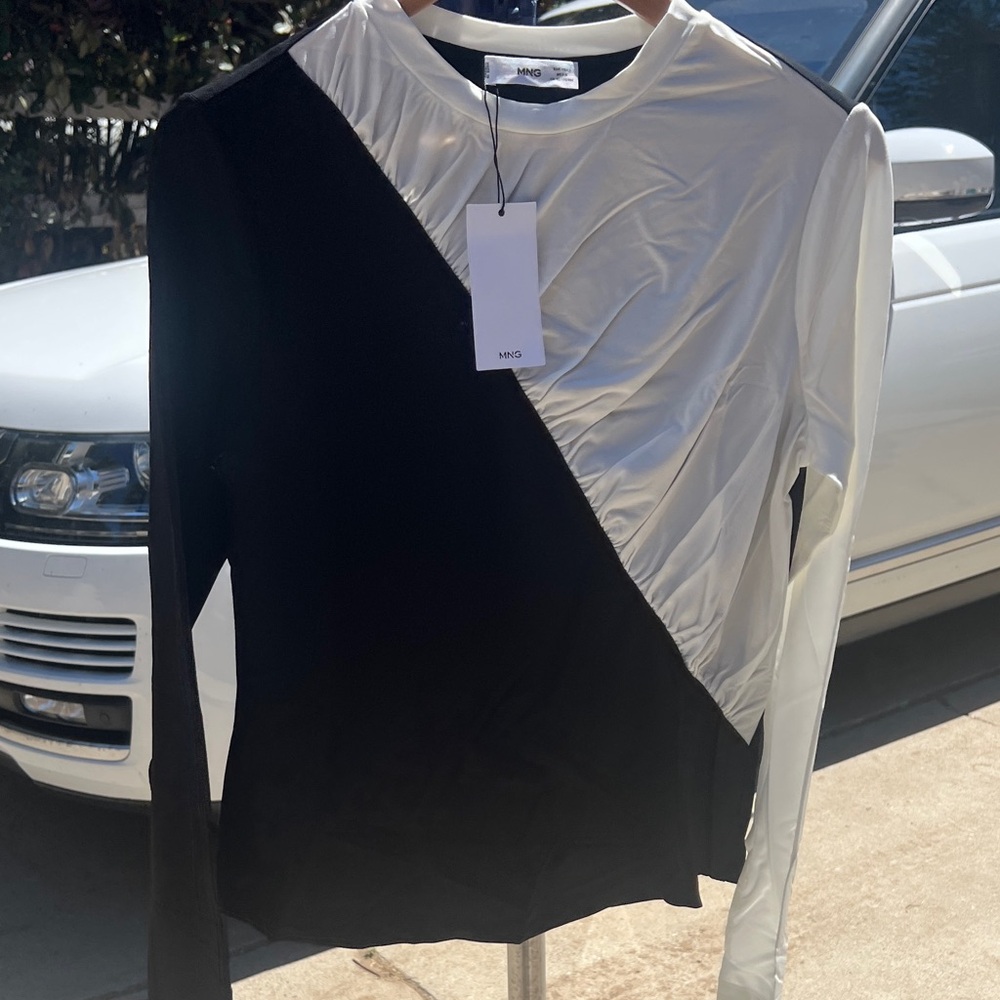 MGO by Mango Black and White Long Sleeve Top